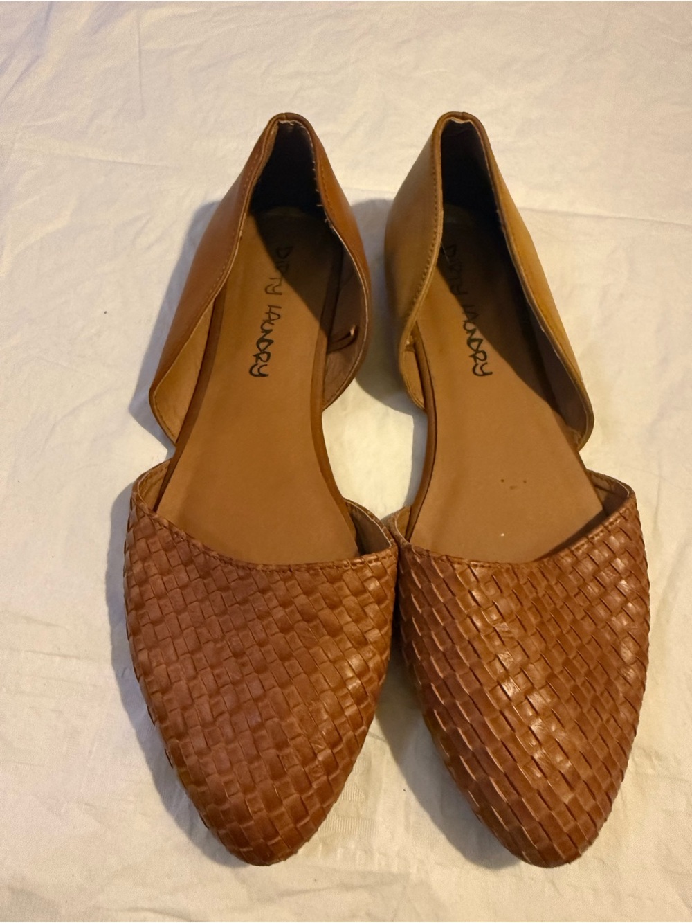 Nine West Cognac Woven Pointed D'Orsay Flats